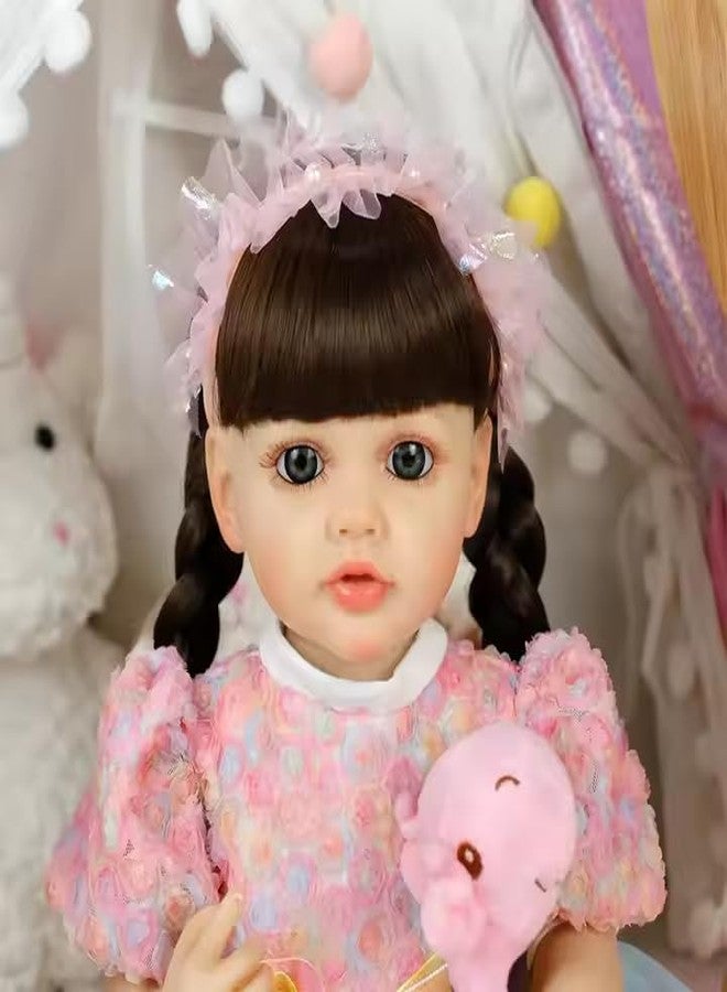 Ramokdu Reborn Baby Dolls Girl, 22" Reborn Baby Doll Full Body,Vinyl Silicone Reborn Baby Girl Doll with Long Hair, Newborn Baby Doll with Feeding Toy for Birthday Christmas (Multicolour) - Image 2